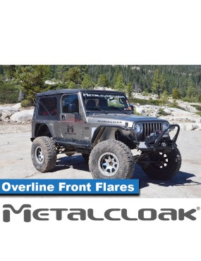 Nakladki przednie Overline plaskie 4", para, TJ/LJ/YJ, czarna powloka proszkowa