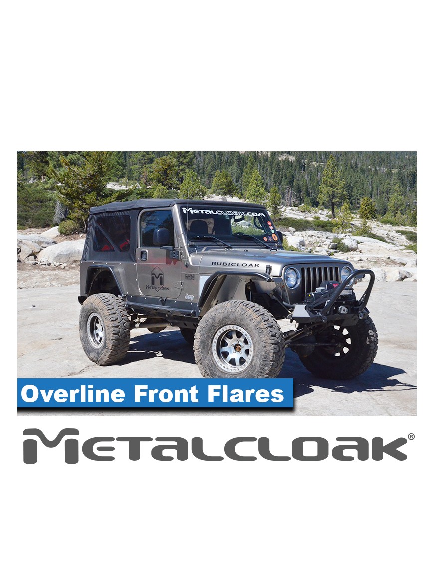 Nakladki przednie Overline plaskie 4", para, TJ/LJ/YJ, czarna powloka proszkowa