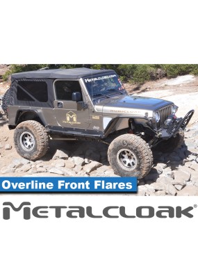 Nakladki przednie Overline plaskie 4", para, TJ/LJ/YJ, czarna powloka proszkowa