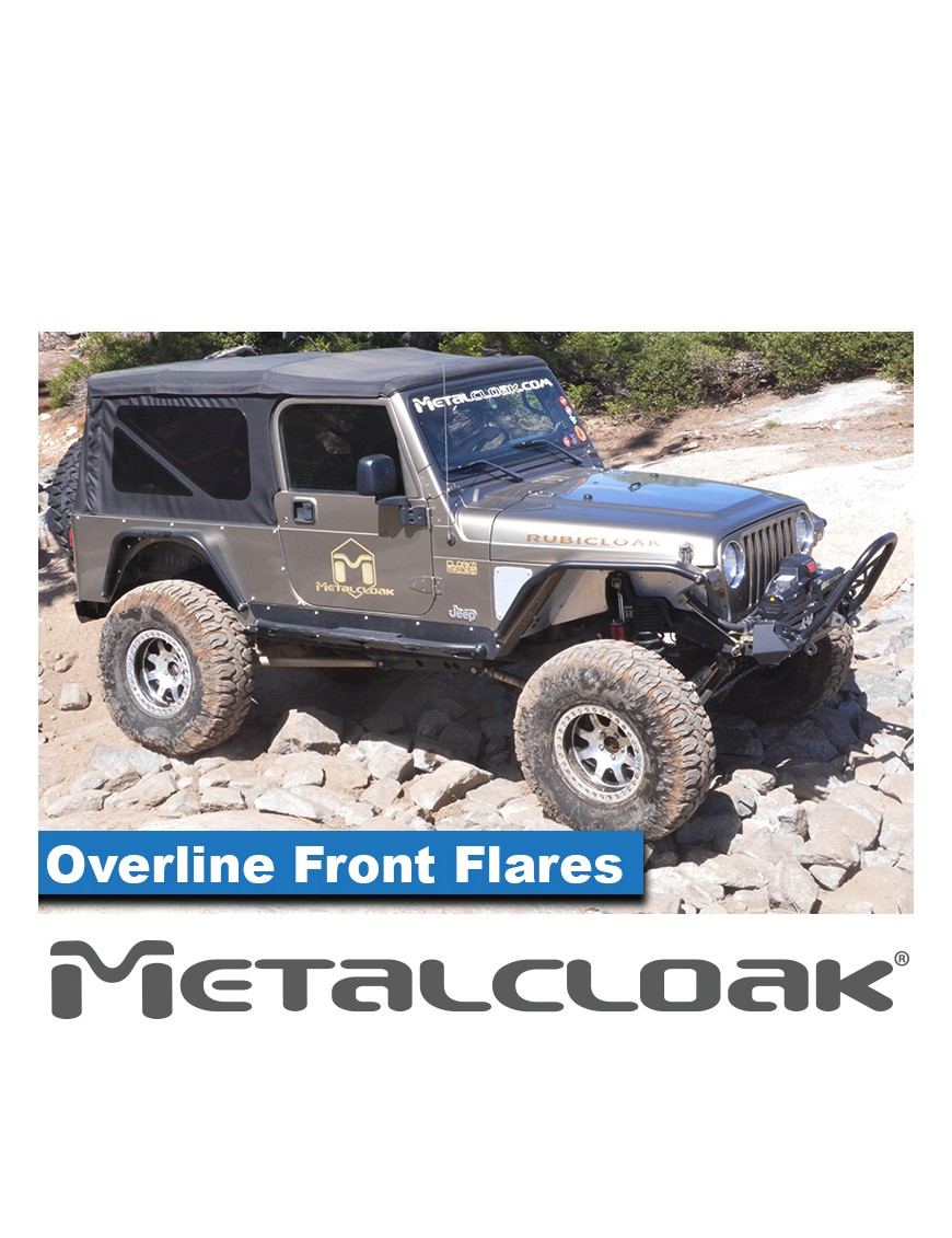 Nakladki przednie Overline plaskie 4", para, TJ/LJ/YJ, czarna powloka proszkowa