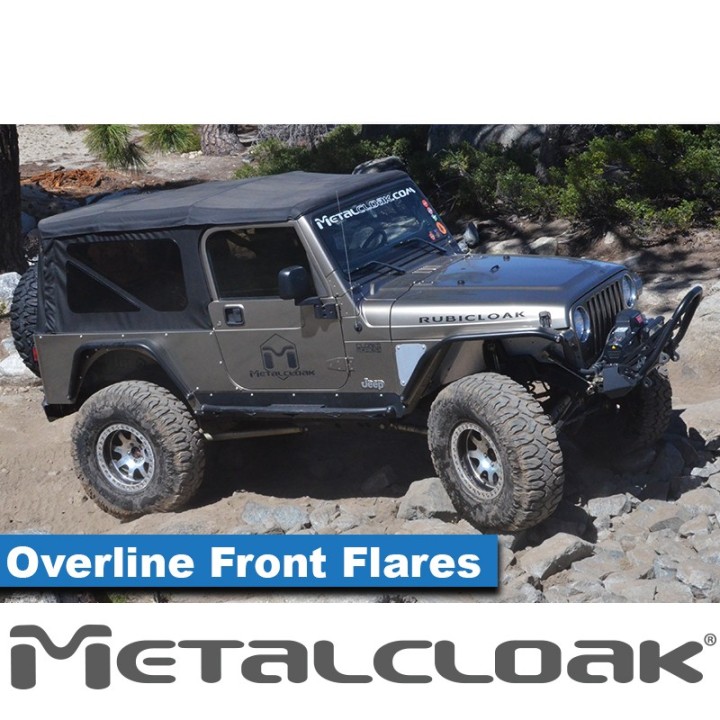 Nakladki przednie Overline plaskie 4", para, TJ/LJ/YJ, czarna powloka proszkowa METALCLOAK - ujęcie 5