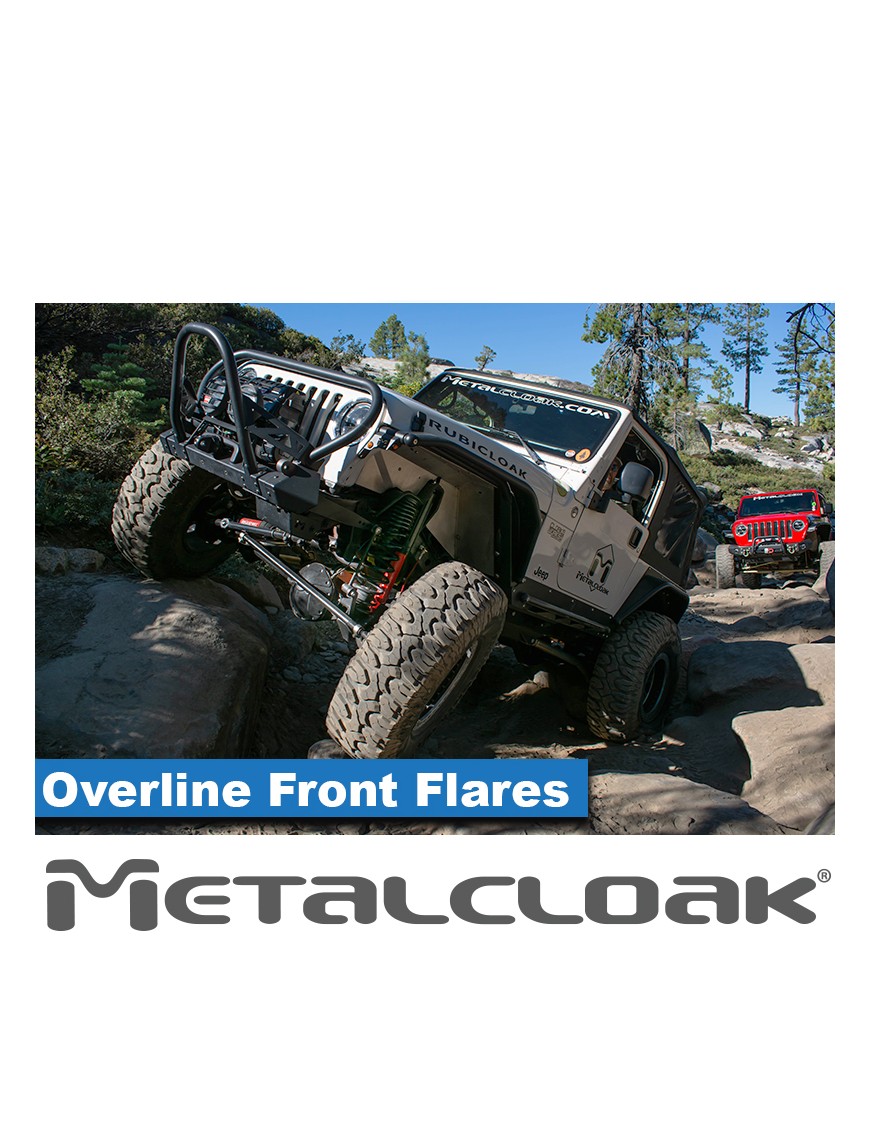 Nakladki przednie Overline 6", para, TJ/LJ/YJ, czarna powloka proszkowa