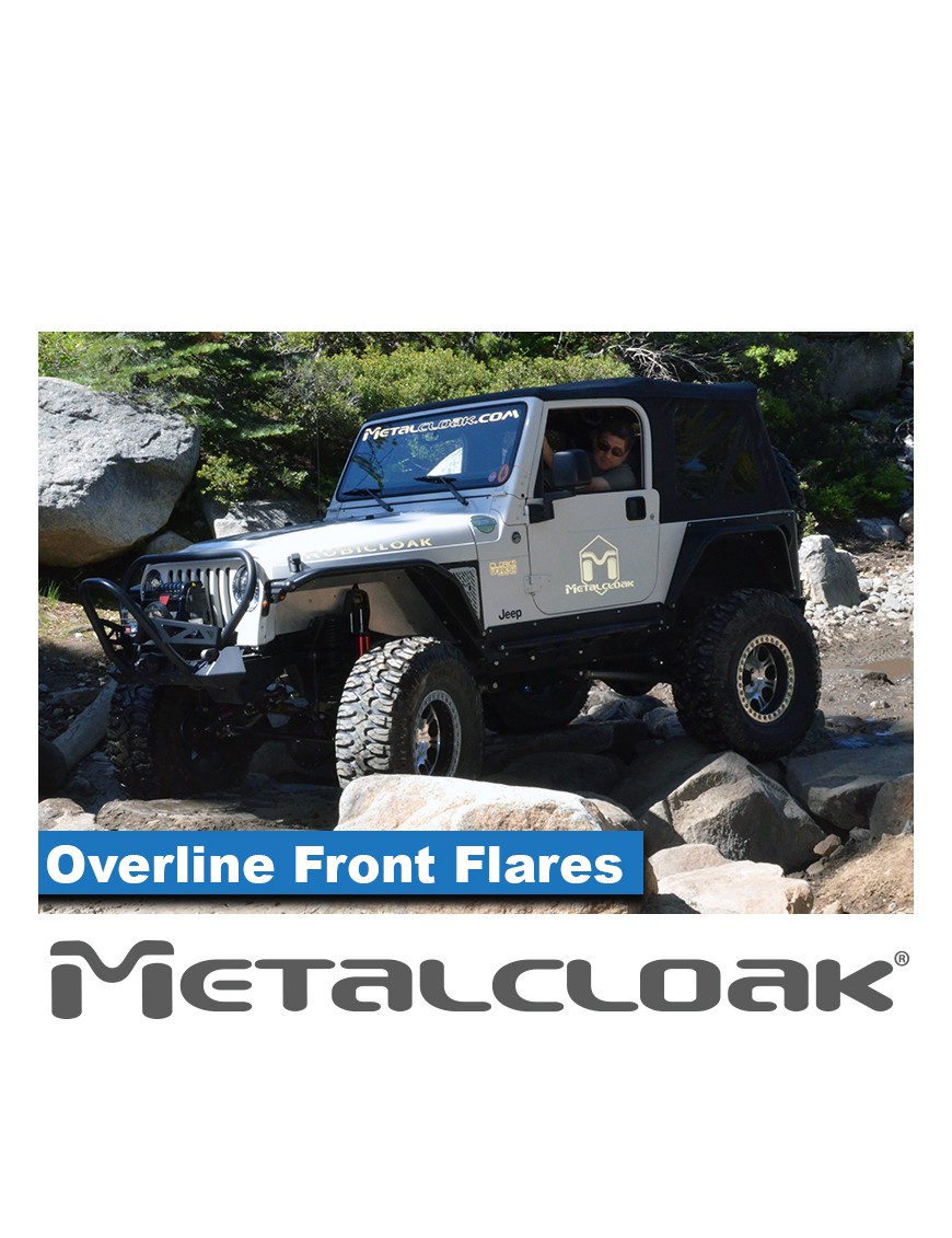 Nakladki przednie Overline 6", para, TJ/LJ/YJ, czarna powloka proszkowa