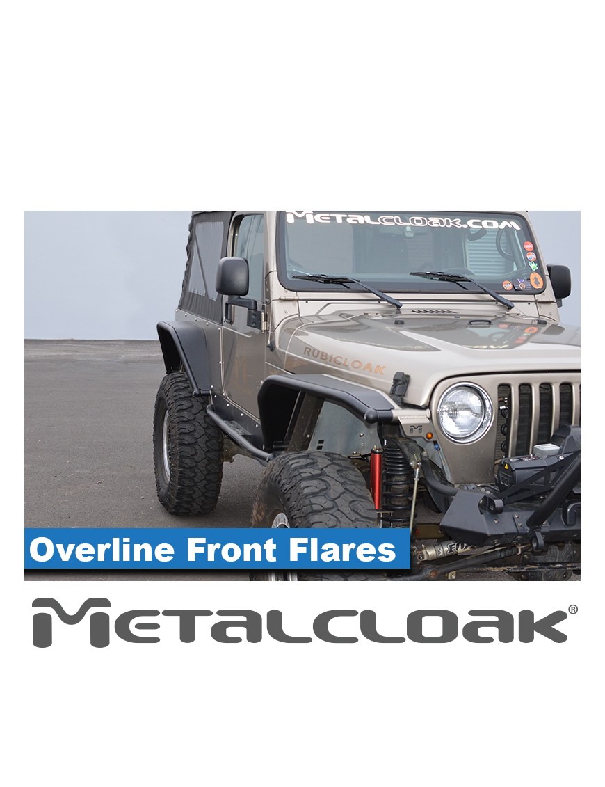 Nakladki przednie Overline 8", para, TJ/LJ/YJ, czarna powloka proszkowa