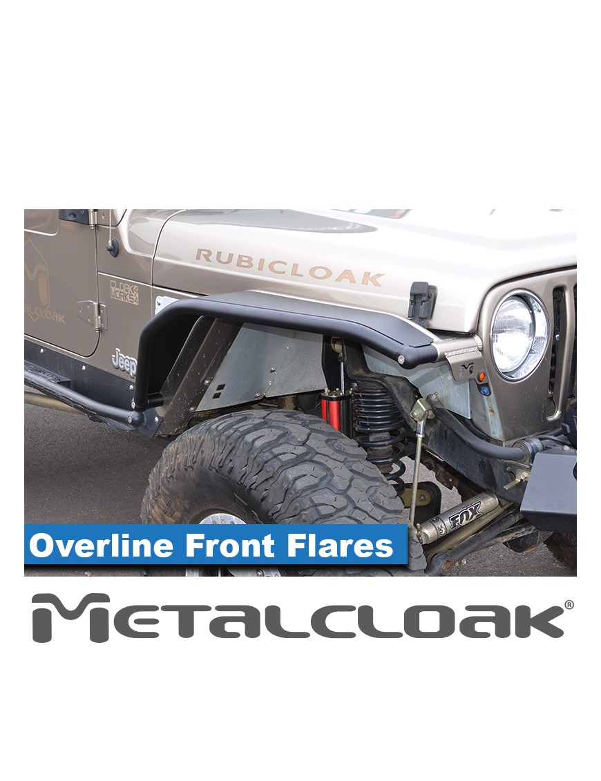 Nakladki przednie Overline 8", para, TJ/LJ/YJ, czarna powloka proszkowa