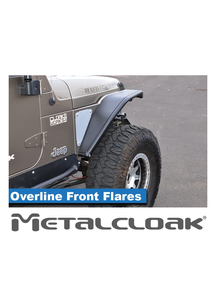 Nakladki przednie Overline 8", para, TJ/LJ/YJ, czarna powloka proszkowa