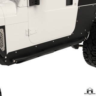 Progi Rocker Rail, para, TJ Unlimited/LJ i CJ-8, czarna powloka proszkowa METALCLOAK