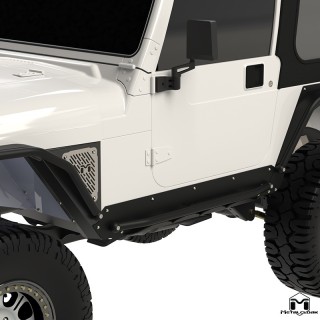 Progi Rocker Rail, para, TJ Wrangler, czarna powloka proszkowa METALCLOAK