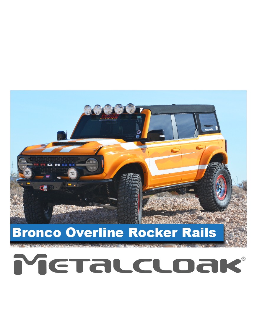 Progi Overline mocowane do ramy, 4-drzwiowy, czarna powloka proszkowa, Ford Bronco 6G