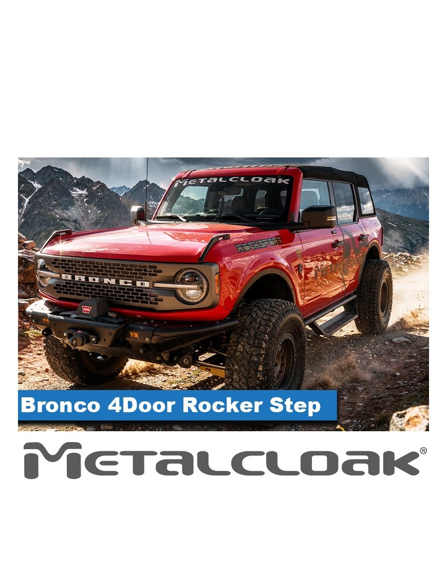 Stopien do progow Overline, 4-drzwiowy, czarna powloka proszkowa, Ford Bronco 6G