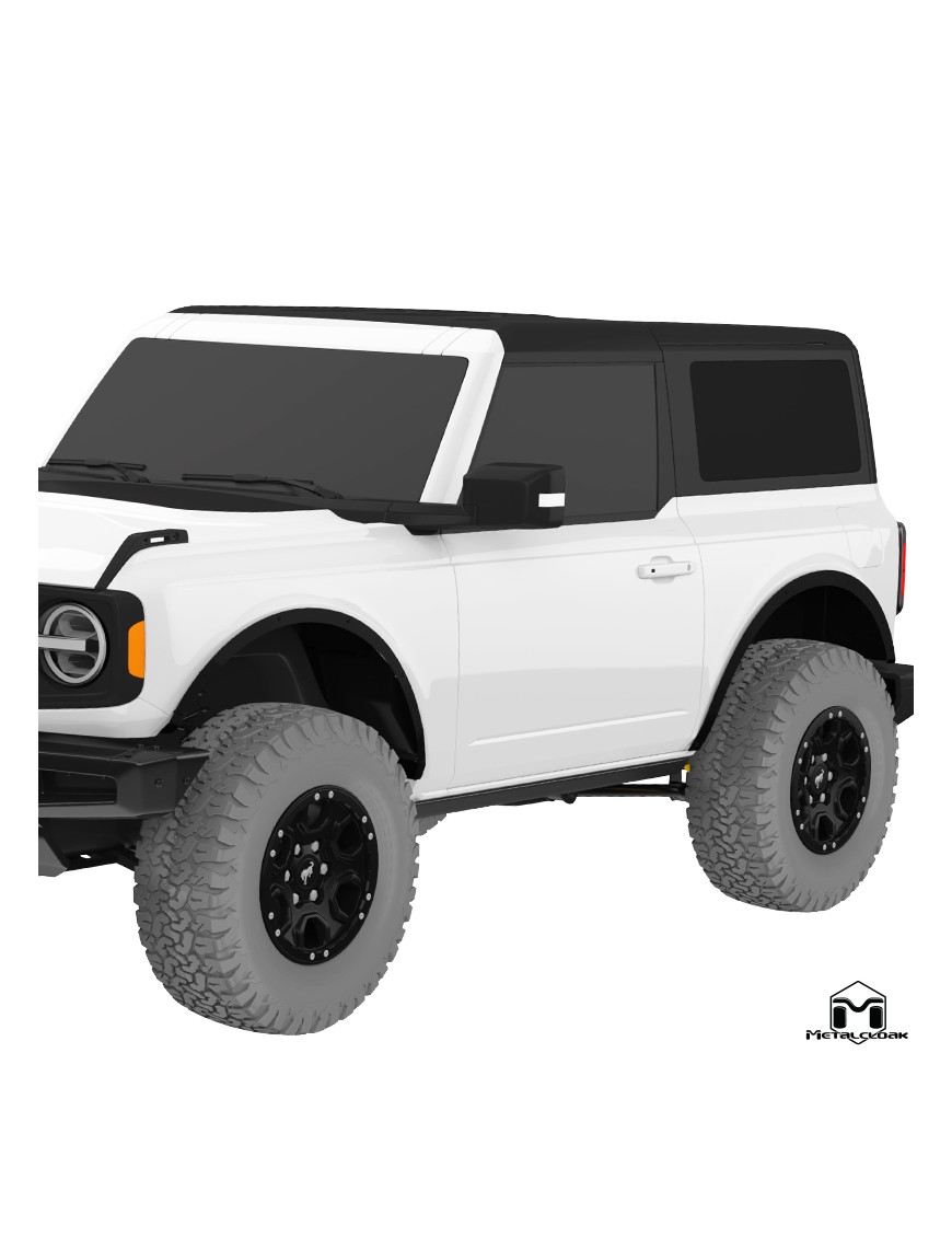 Zestaw Fender Delete, przod i tyl, 4-drzwiowy, czarna powloka proszkowa, Ford Bronco 6G