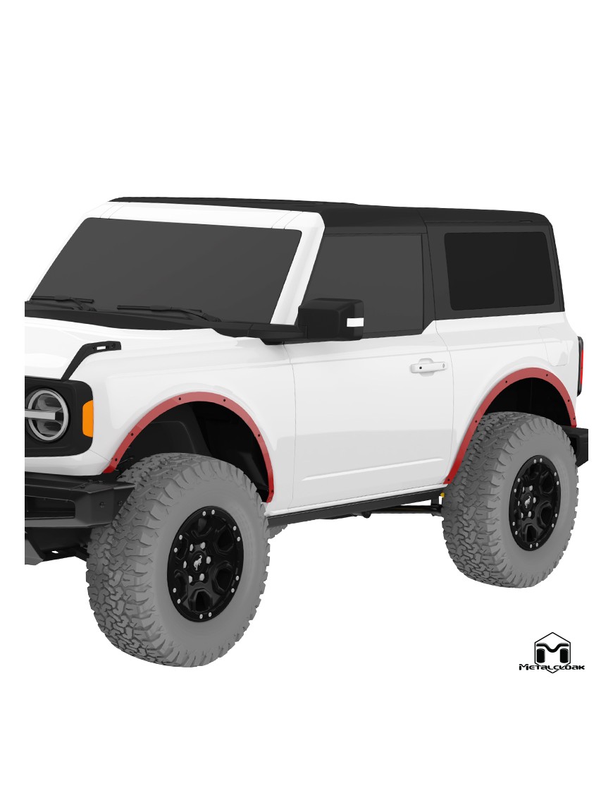 Zestaw Fender Delete, przod i tyl, 2-drzwiowy, czarna powloka proszkowa, Ford Bronco 6G