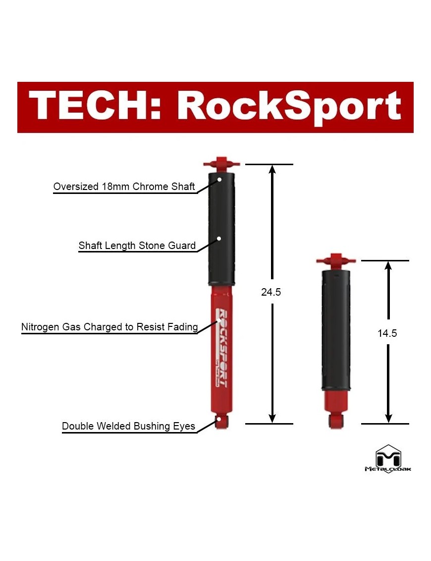 Amortyzatory RockSport RED Long Travel tylne, para, TJ/LJ