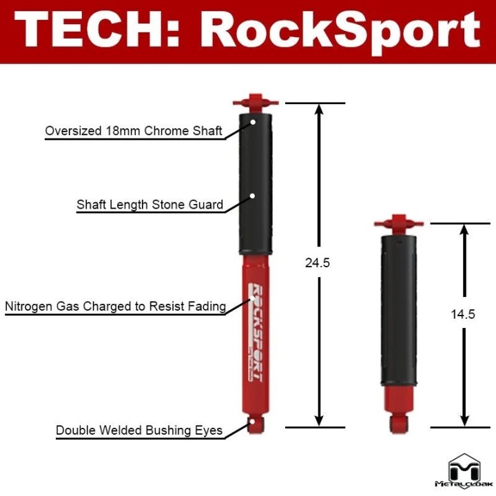 Amortyzatory RockSport RED Long Travel tylne, para, TJ/LJ METALCLOAK - ujęcie 3