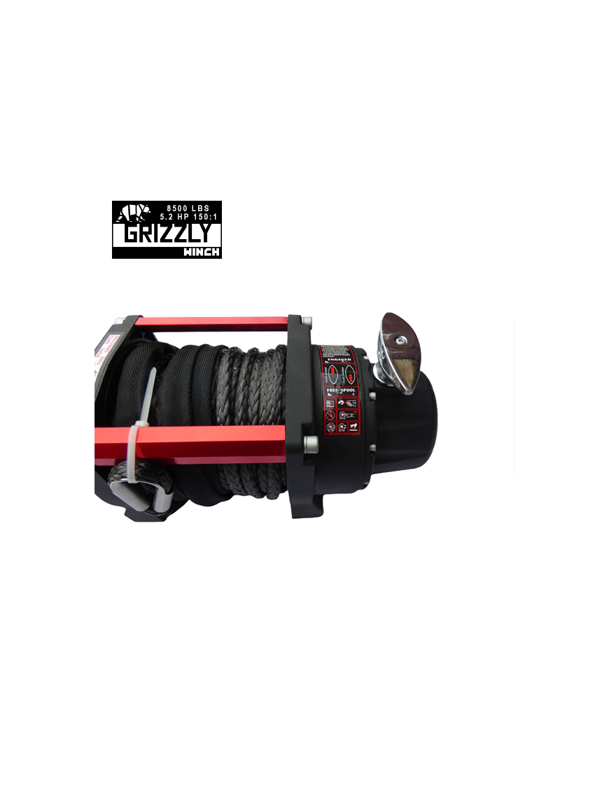 Wyciągarka Grizzly Winch 8500 lbs 150:1, lina syntetyczna
