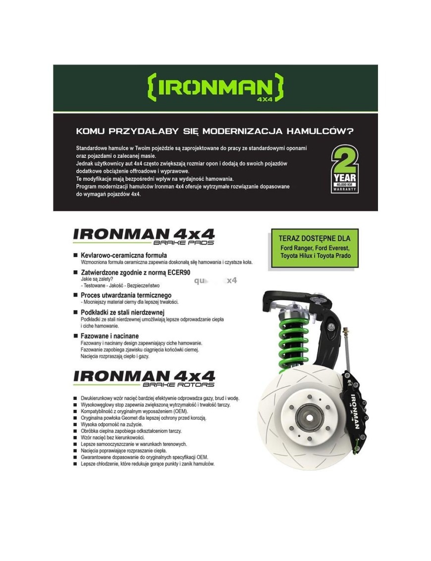Zestaw hamulcowy Ironman 4x4 Stage 2 na przód, zaciski 6-tłoczkowe — Ford Ranger, Everest i VW Amarok 2022+