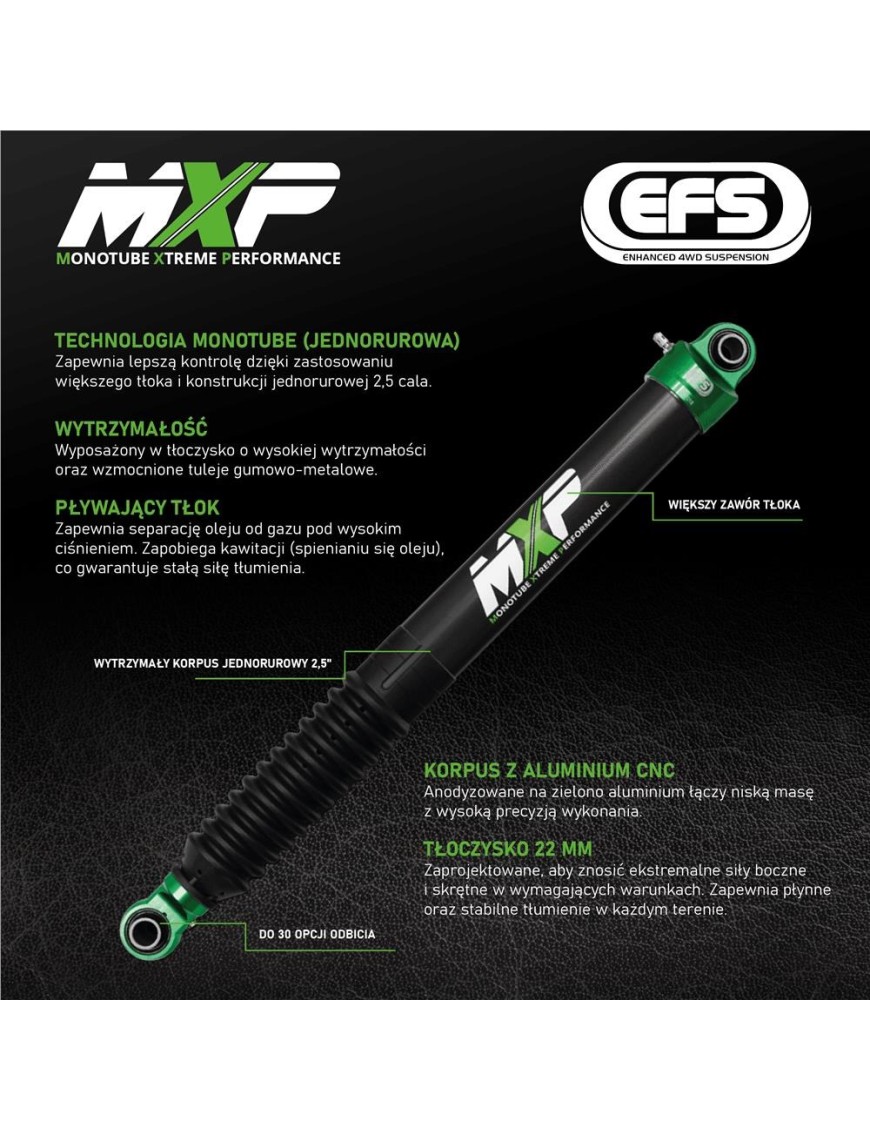 Amortyzator EFS MXP, przód, lift 75 mm - Toyota Land Cruiser 80 i 105
