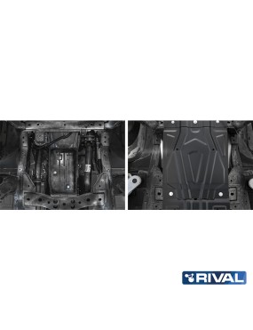Osłona skrzyni biegów Rival stal 3 mm — Mitsubishi L200 2015-2023, Pajero Sport od 2016, Fiat Fullback 2016-2020