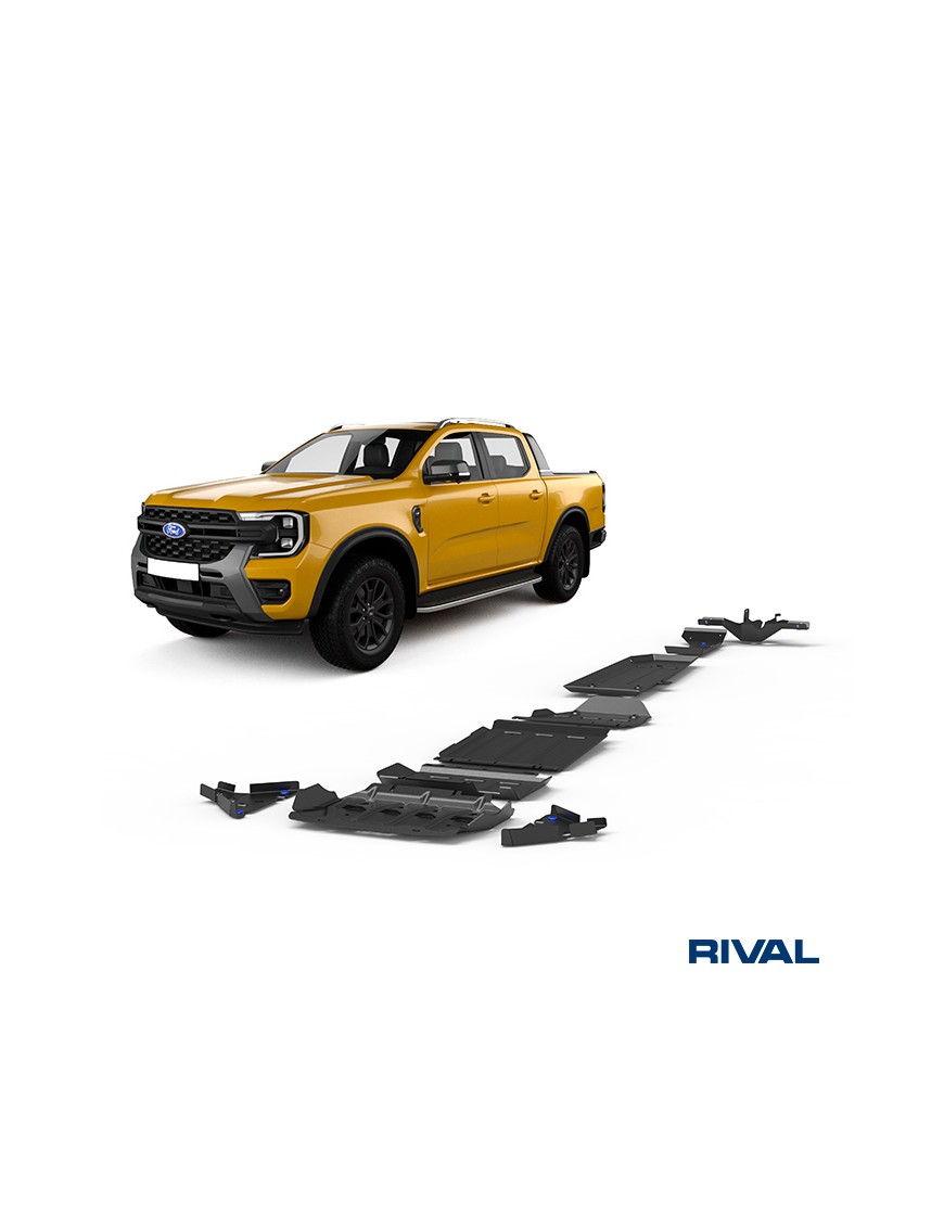 Zestaw osłon Rival — chłodnica, silnik, skrzynia, reduktor, zbiornik, AdBlue, wahacze, dyfer — Ford Ranger 2011-2022