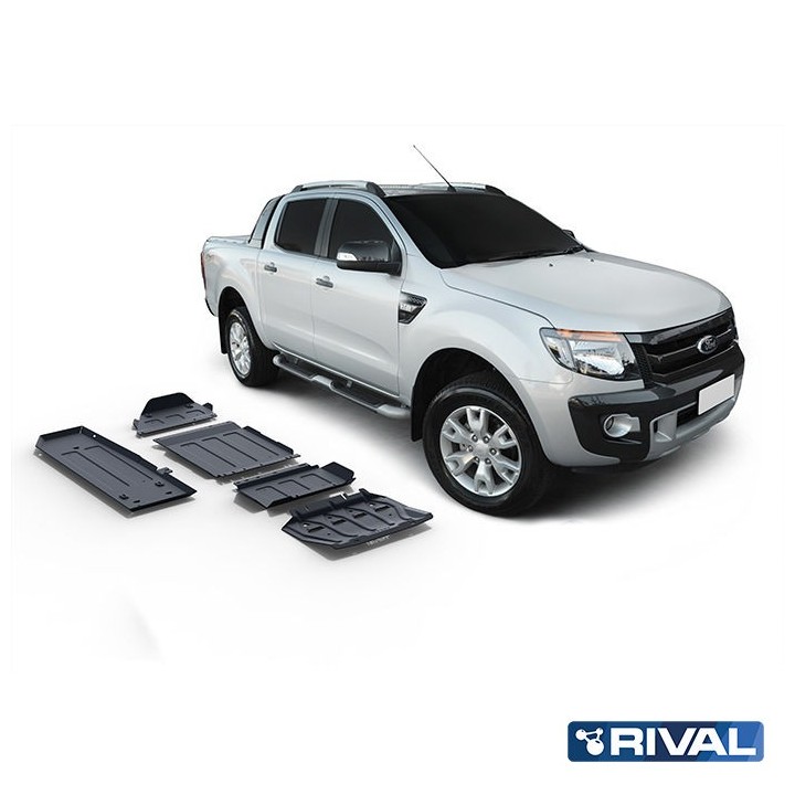 Zestaw osłon stalowych Rival — chłodnica, silnik, skrzynia, reduktor, zbiornik — Ford Ranger 2011-2022