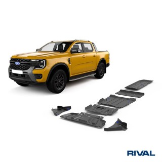 Zestaw osłon stalowych Rival 3 mm — chłodnica, silnik, skrzynia, reduktor, zbiornik, wahacze — Ford Ranger, VW Amarok od 2022