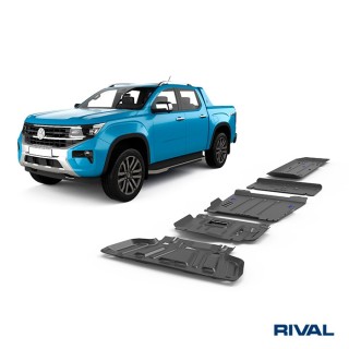 Zestaw osłon stalowych Rival 3 mm — chłodnica, silnik, skrzynia, reduktor, zbiornik — Ford Ranger, VW Amarok od 2022