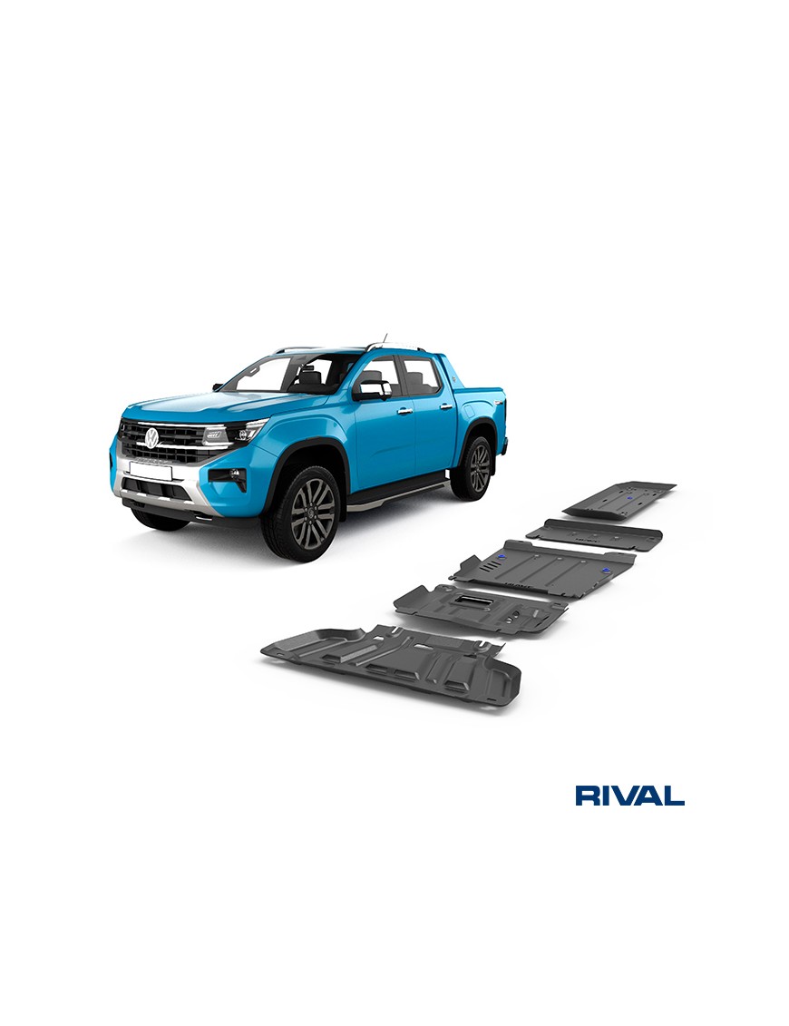 Zestaw osłon stalowych Rival 3 mm — chłodnica, silnik, skrzynia, reduktor, zbiornik — Ford Ranger, VW Amarok od 2022
