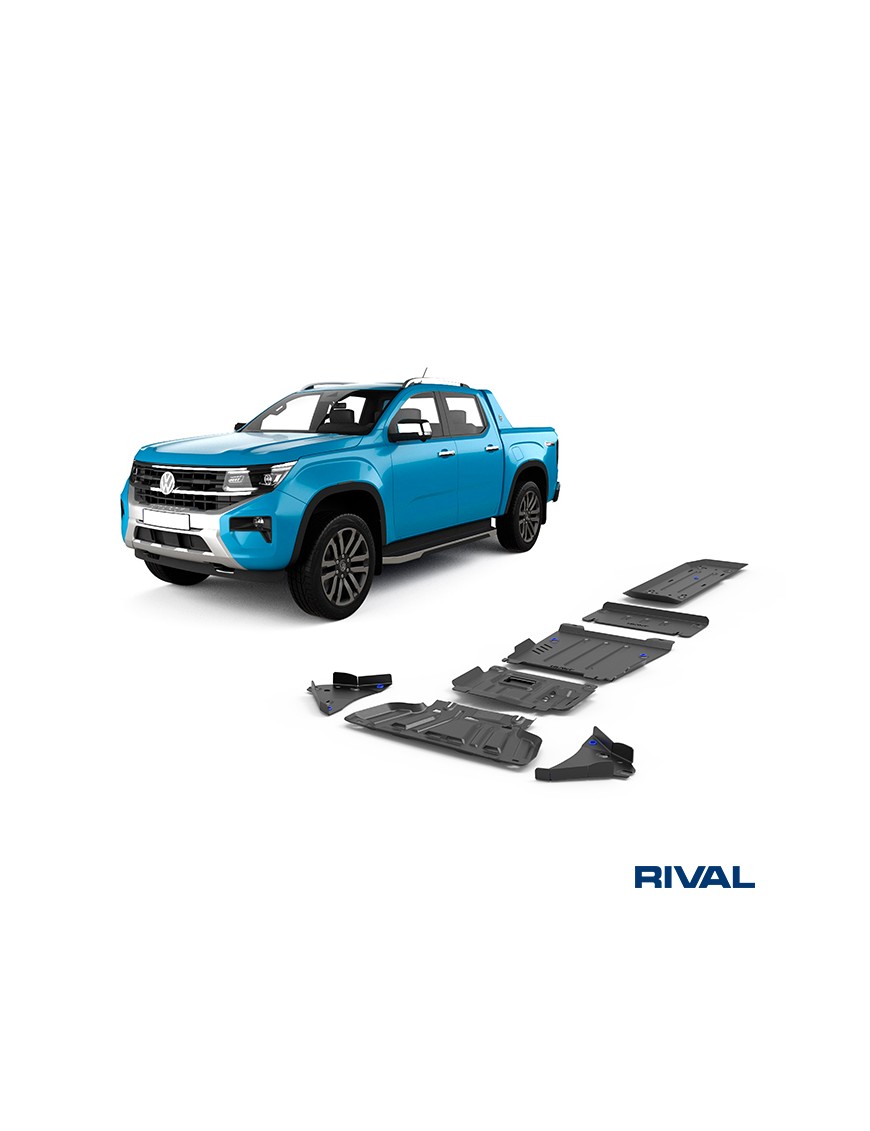 Zestaw osłon stalowych Rival 3 mm — chłodnica, silnik, skrzynia, reduktor, zbiornik, wahacze — Ford Ranger, VW Amarok od 2022