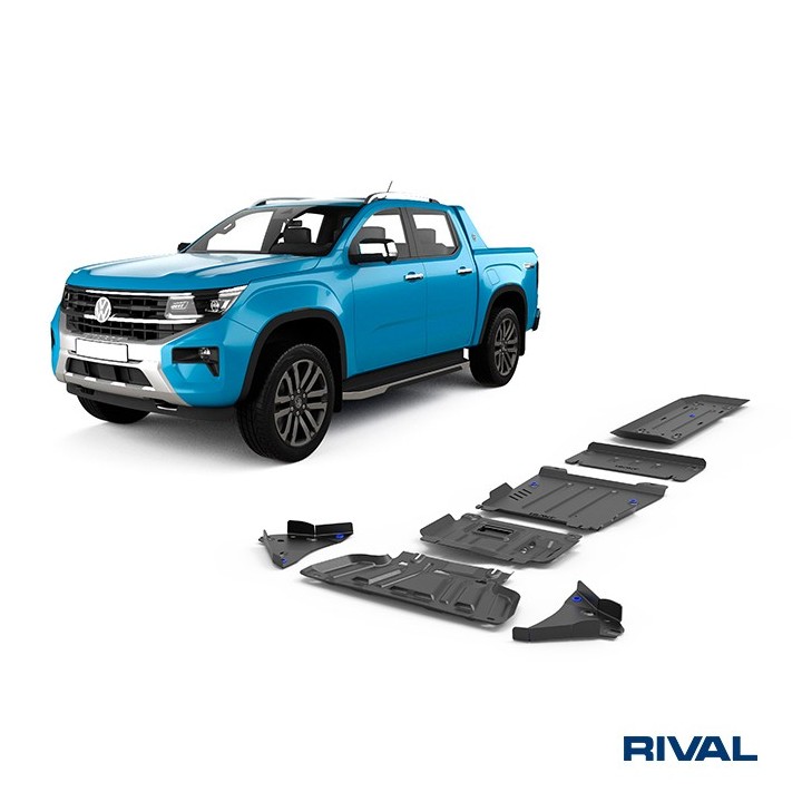 Zestaw osłon stalowych Rival 3 mm — chłodnica, silnik, skrzynia, reduktor, zbiornik, wahacze — Ford Ranger, VW - ujęcie 2