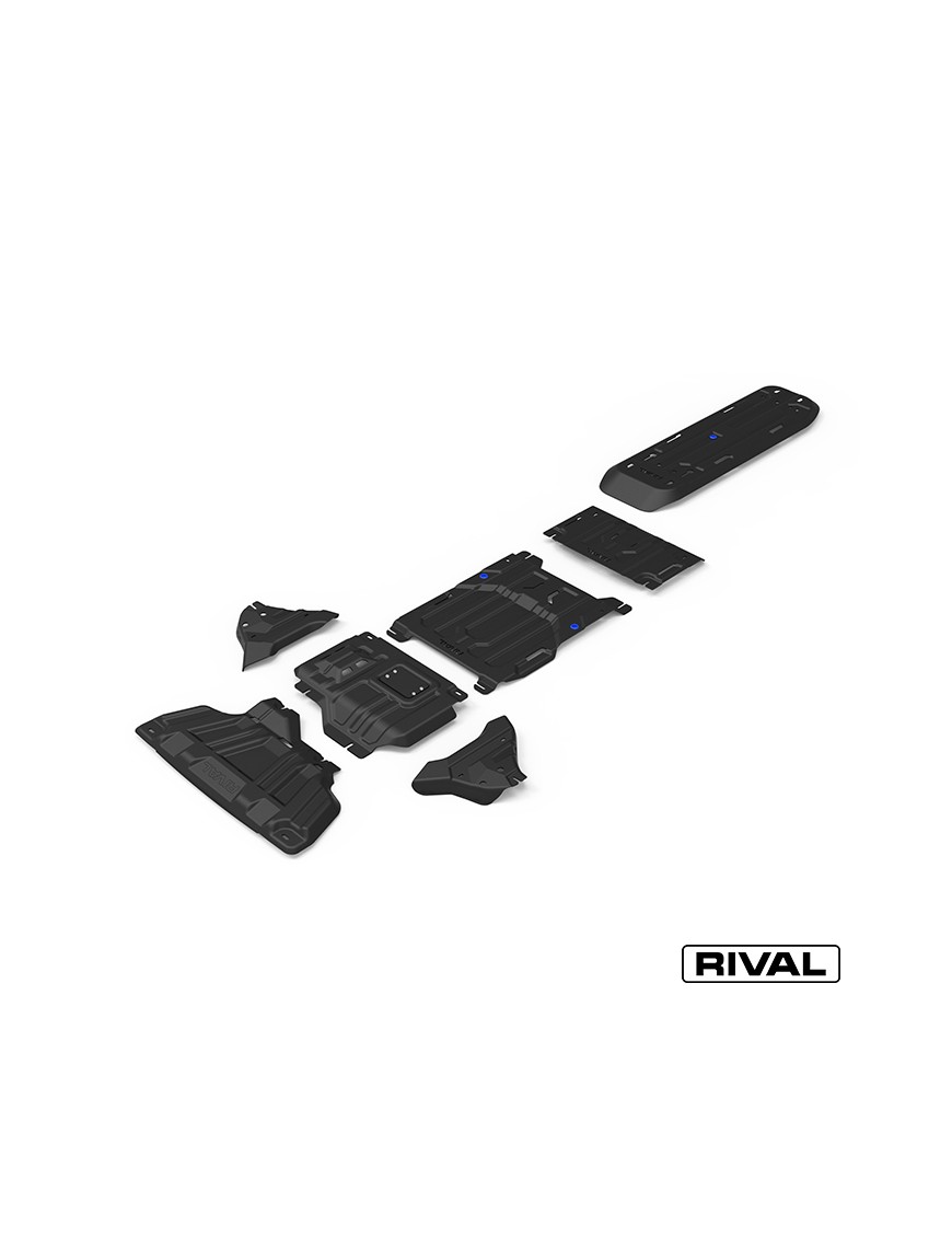 Zestaw osłon stalowych Rival 3 mm — chłodnica, silnik, skrzynia, reduktor, zbiornik, wahacze — Ford Ranger, VW Amarok od 2022