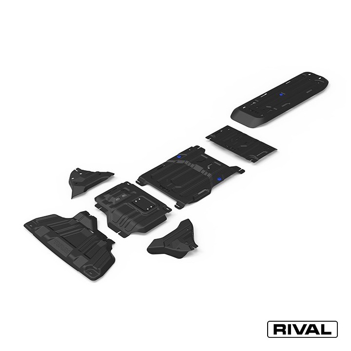 Zestaw osłon stalowych Rival 3 mm — chłodnica, silnik, skrzynia, reduktor, zbiornik, wahacze — Ford Ranger, VW - ujęcie 3
