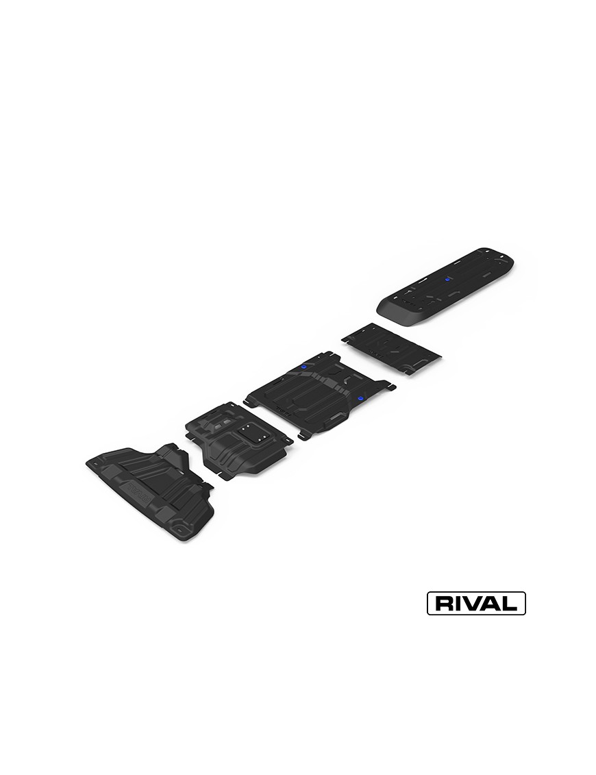 Zestaw osłon stalowych Rival 3 mm — chłodnica, silnik, skrzynia, reduktor, zbiornik — Ford Ranger, VW Amarok od 2022