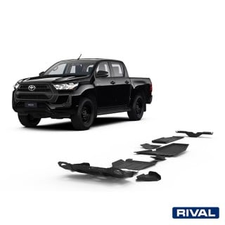 Pełny zestaw osłon Rival stal 3 mm — 7 elementów z wahaczami i dyferencjałem — Toyota Hilux 2.4d