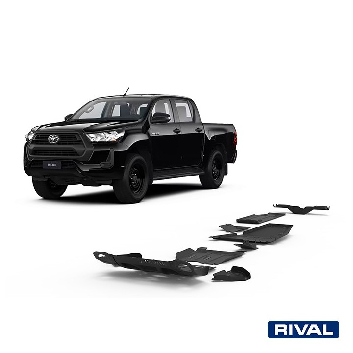Pełny zestaw osłon Rival stal 3 mm — 7 elementów z wahaczami i dyferencjałem — Toyota Hilux 2.4d
