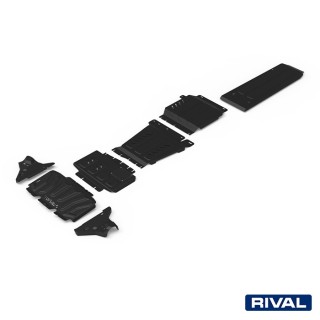 Zestaw osłon stalowych Rival 3 mm — chłodnica, silnik, skrzynia, reduktor, zbiornik, wahacze — Nissan Navara 2,3 D