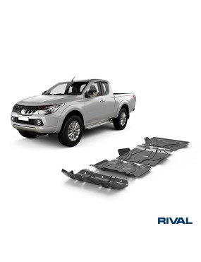 Zestaw osłon Rival stal — chłodnica, silnik, skrzynia, reduktor — Mitsubishi L200 2015-2023, Pajero Sport od 2016