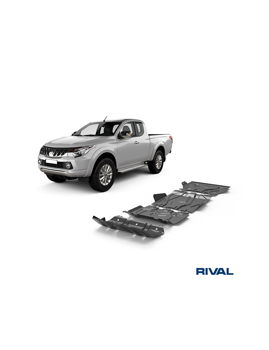 Zestaw osłon Rival stal — chłodnica, silnik, skrzynia, reduktor — Mitsubishi L200 2015-2023, Pajero Sport od 2016