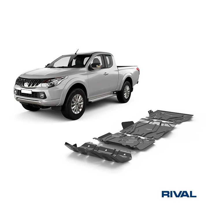 Zestaw osłon Rival stal — chłodnica, silnik, skrzynia, reduktor — Mitsubishi L200 2015-2023, Pajero Sport od 2016 - ujęcie 4
