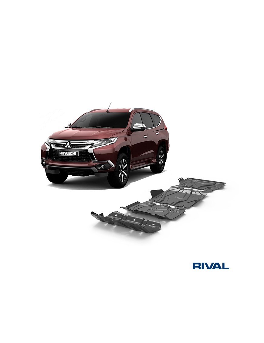 Zestaw osłon Rival stal — chłodnica, silnik, skrzynia, reduktor — Mitsubishi L200 2015-2023, Pajero Sport od 2016