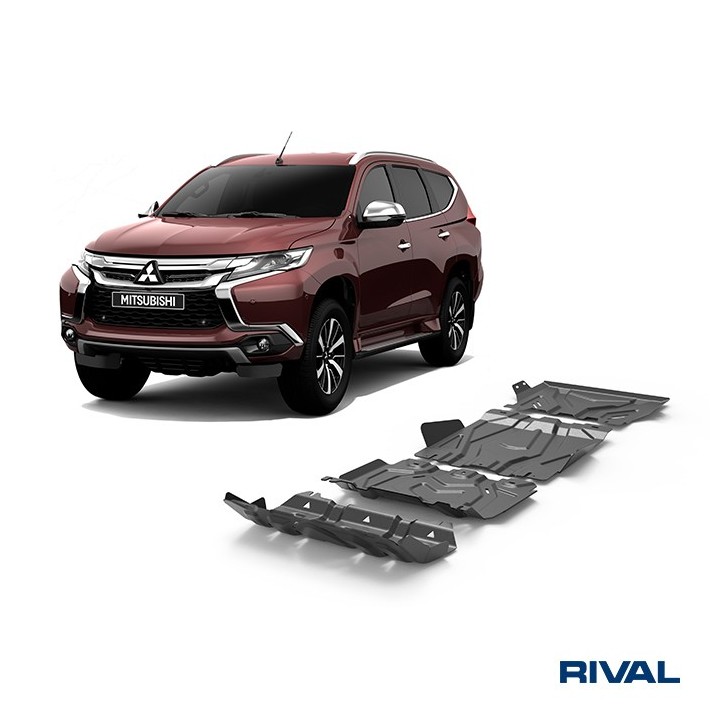 Zestaw osłon Rival stal — chłodnica, silnik, skrzynia, reduktor — Mitsubishi L200 2015-2023, Pajero Sport od 2016 - ujęcie 5