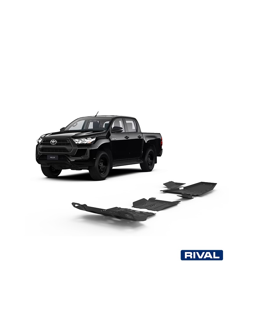 Zestaw osłon Rival stal 3 mm — chłodnica, silnik, skrzynia, reduktor, AdBlue, sonda lambda — Toyota Hilux