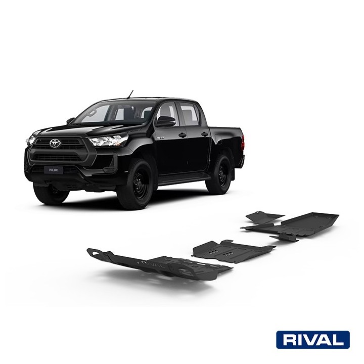 Zestaw osłon Rival stal 3 mm — chłodnica, silnik, skrzynia, reduktor, AdBlue, sonda lambda — Toyota Hilux