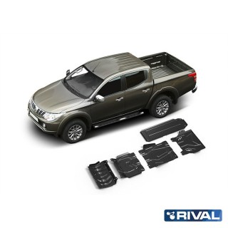 Zestaw osłon Rival stal — chłodnica, silnik, skrzynia, reduktor, zbiornik — Mitsubishi L200 / Triton 2015-2019, od - ujęcie 2