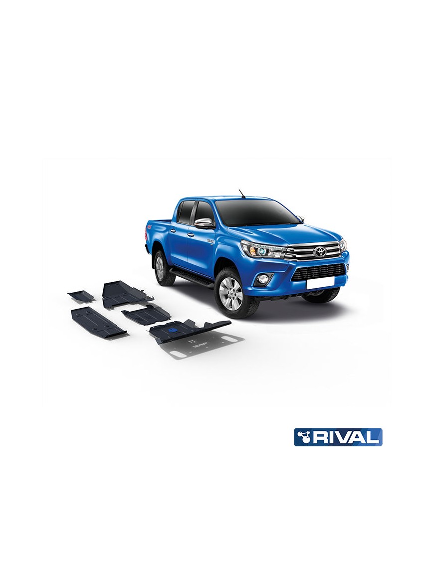 Zestaw osłon Rival stal 3 mm — chłodnica, silnik, skrzynia, reduktor, AdBlue, sonda, zbiornik — Toyota Hilux