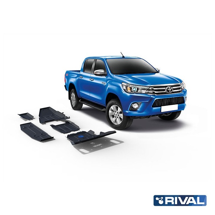 Zestaw osłon Rival stal 3 mm — chłodnica, silnik, skrzynia, reduktor, AdBlue, sonda, zbiornik — Toyota Hilux