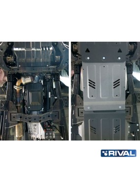 Osłona skrzyni biegów Rival aluminium 6 mm — Mitsubishi L200 2015-2023, Pajero Sport od 2016, Fiat Fullback 2016-2020