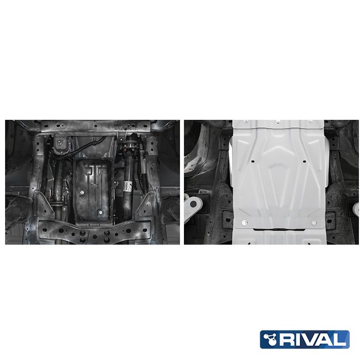 Osłona skrzyni biegów Rival aluminium 4 mm — Mitsubishi L200 2015-2023, Pajero Sport od 2016, Fiat Fullback 2016-2020 - ujęcie 2