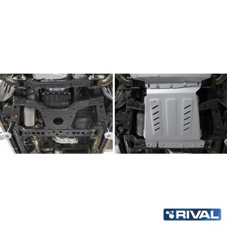 Osłona skrzyni biegów Rival — aluminium 6 mm — Nissan Navara D23 i D40, Frontier, Pathfinder R51 - ujęcie 2