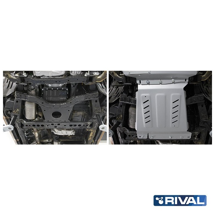 Osłona skrzyni biegów Rival — aluminium 4 mm — Nissan Navara D40 i D23, Pathfinder R51 2004-2021 - ujęcie 4