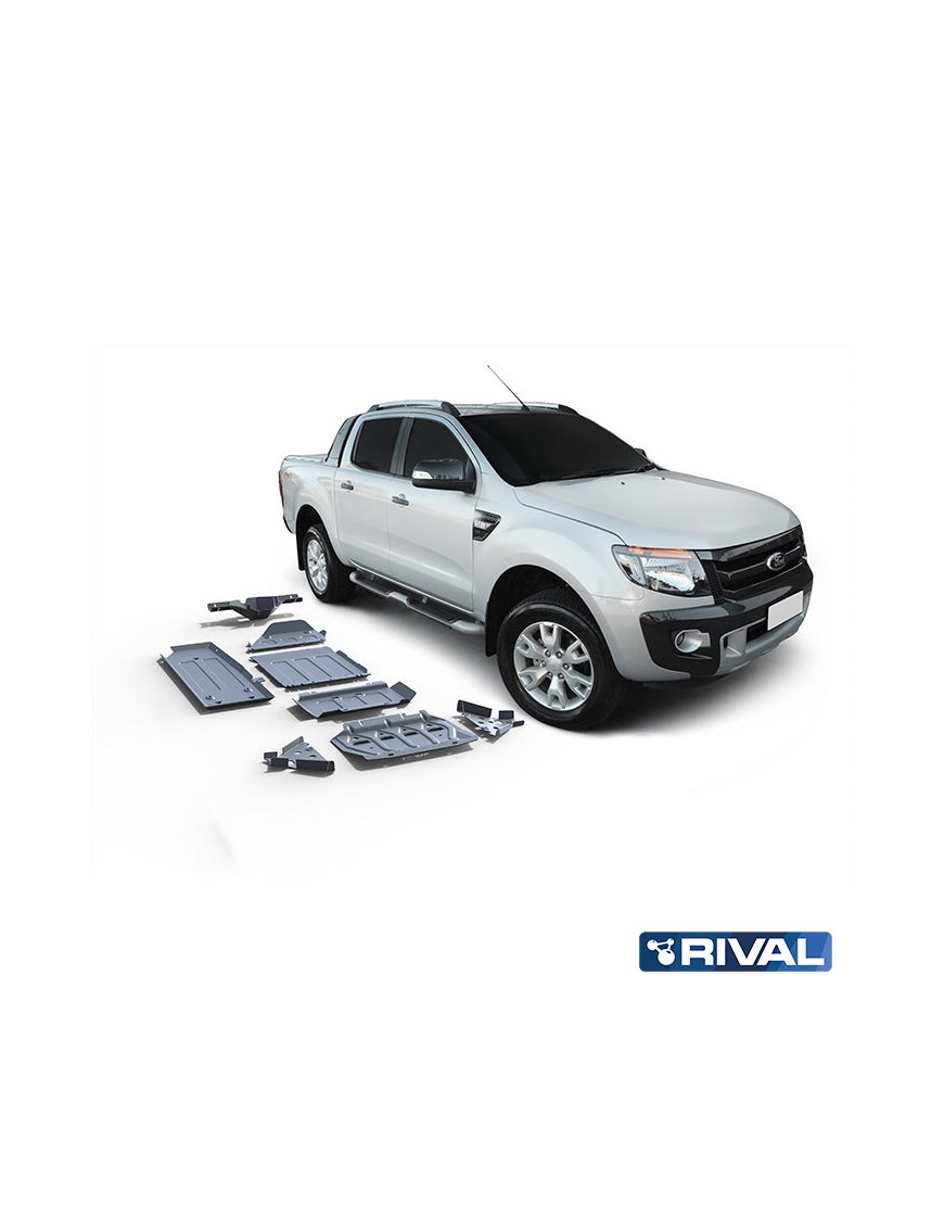 Zestaw osłon podwozia Rival aluminium — chłodnica, silnik, skrzynia, reduktor, bak, wahacze, dyferencjał — Ford Ranger 2011-2022